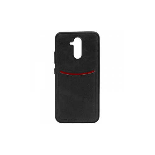 ILEVEL | Чехол с кожаным покрытием и с карманом-визитницей для Huawei Mate 20 lite (Черный)
