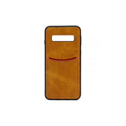 ILEVEL | Чехол с кожаным покрытием и с карманом-визитницей для Samsung Galaxy S10+ (Светло-коричневый)