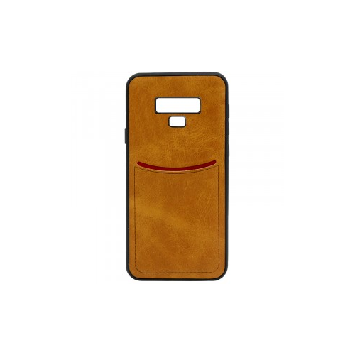 ILEVEL | Чехол с кожаным покрытием и с карманом-визитницей для Samsung Galaxy Note 9 (Светло-коричневый)