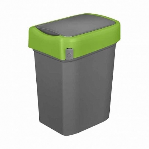 Бак для мусора Бытпласт 434214709 10л (245х196х345) полипропилен с зеленым ободом