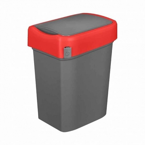 Бак для мусора Бытпласт 434214704 10л (245х196х345) полипропилен с красным ободом