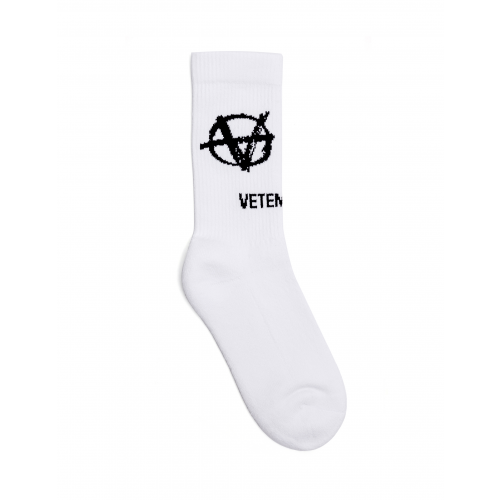 Хлопковые белые носки с логотипом VETEMENTS UAH21HO938/wht