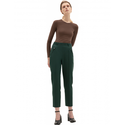 Зеленые брюки с высокой посадкой Maison Margiela S51KA0530/S53220/632