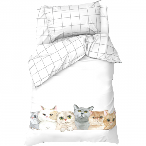 Детское постельное белье Happy cats цвет: белый (1.5 сп) ЭТЕЛЬ