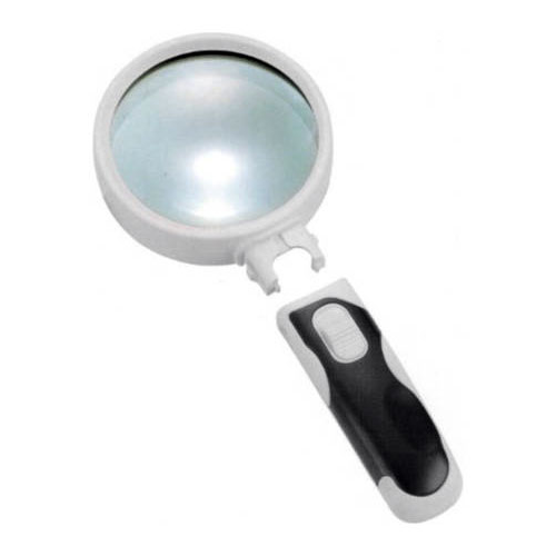 Лупа Kromatech ручная круглая 10x, 50 мм, с подсветкой (2 LED), черно-белая 77350B