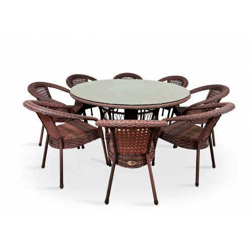 Комплект мебели DECO 8 с круглым столом, коричневый Aiko