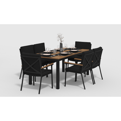 Обеденная группа Bella 180 черная Gardenini