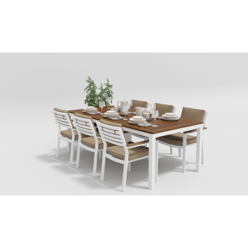 Обеденная группа Bella white 220 бежевая Gardenini