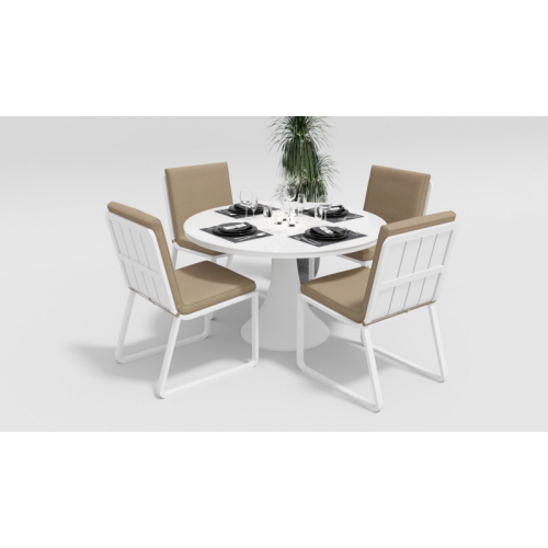 Обеденная группа Voglie Round White бежевая Gardenini