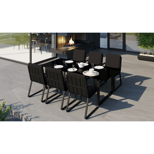 Обеденная группа Voglie 220 с подлокотниками черная Gardenini