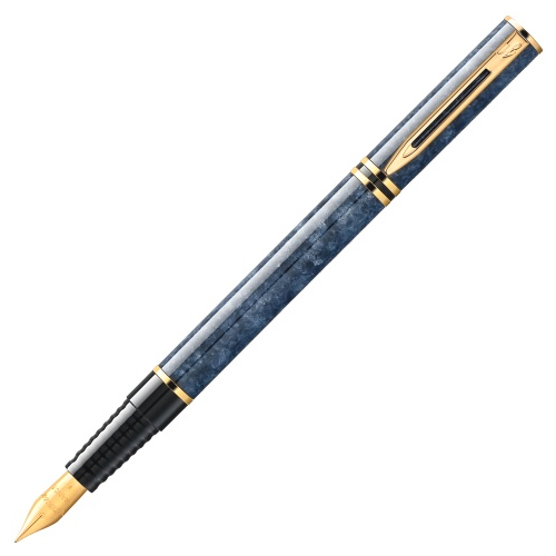 Waterman WT 161221/20 Ручка перьевая Laureat, Lacquer Blue Marbled GT (Перо F)