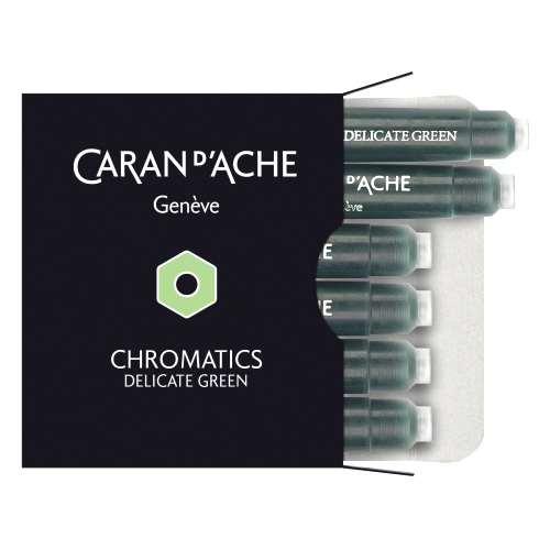Caran d’Ache 8021.221 Зленые картриджи с чернилами для перьевых ручек Caran d`Ache Chromatics, Delicate Green