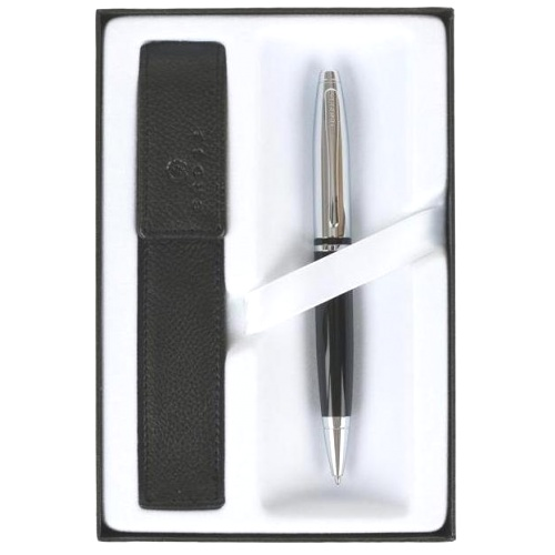 Cross AT0112-2/471 Подарочный набор : шариковая ручка Calais Chrome / Black + чехол для ручки