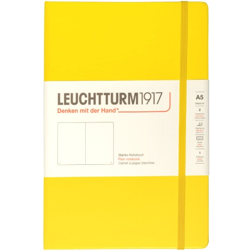 Leuchtturm 344801 Блокнот Classic, A5, 80 г/м2, 251 стр., нелинованный, твердая обложка, лимонный