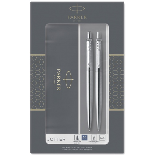 Parker 2093256 Набор Jotter Core KB61: шариковая ручка и механический карандаш, Stainless Steel CT
