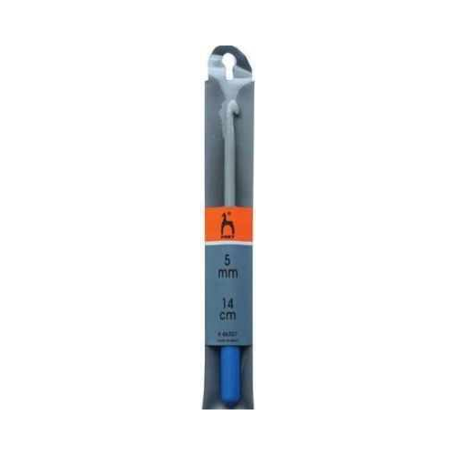 Инструмент для вязания PONY 46207 Крючок вязальный 5,00 мм/ 14 см, алюминий, с пластиковой ручкой