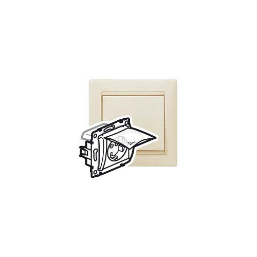 Valena слоновая кость Розетка 2К+З 16А/250В с заземлением с крышой и шторками IP44, цена за 1 шт