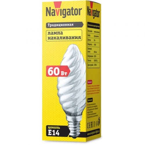 Лампа накаливания Е14 Navigator 94 331 NI-TC-60-230-E14-FR, цена за 1 шт
