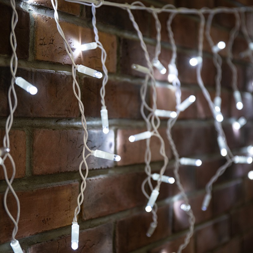 Гирлянда светодиодная Бахрома (Айсикл) 2,4х0,6м 88 LED БЕЛЫЙ белый ПВХ IP65 эффект мерцания 230В нужен блок 303-500-1 NEON-NIGHT, цена за 1 шт
