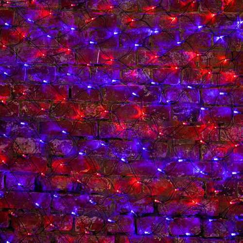 Гирлянда светодиодная Сеть 2,5х2,5м 432 LED КРАСНЫЙ/СИНИЙ черный ПВХ IP65 свечение с динамикой 230В контроллер в комплекте NEON-NIGHT, цена за 1 шт