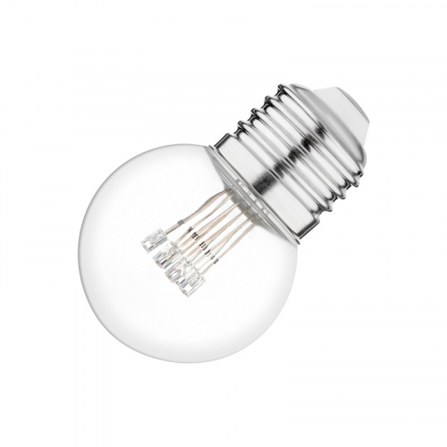 Лампа шар Е27 6 LED Ø45мм - розовая, прозрачная колба, эффект лампы накаливания, цена за 1 шт