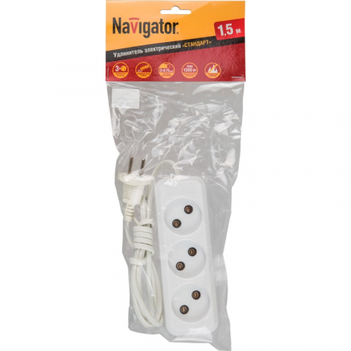 Удлинитель Navigator 71 450 NPE-S1-03-500-X-2x0.75 б/з 3 гн. ШВВП 5м, цена за 1 шт