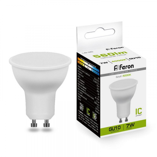 Лампа светодиодная, 80LED (7W) 230V GU10 4000K MR16, LB-26, цена за 1 шт