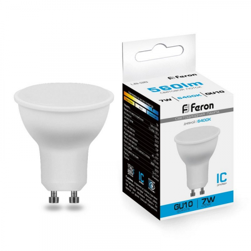 Лампа светодиодная, 80LED (7W) 230V GU10 6400K MR16, LB-26, цена за 1 шт
