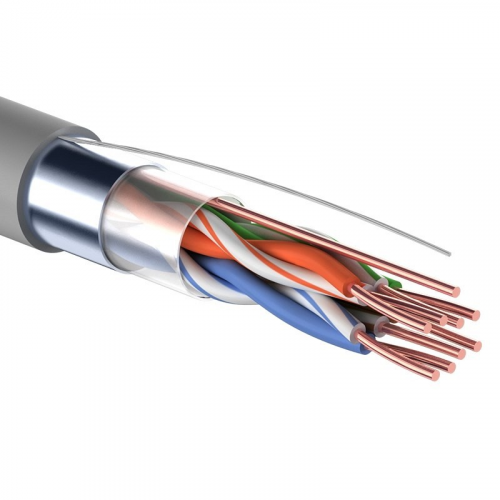 Кабель витая пара, F/UTP, CAT 5е, PVC, 4PR, 24AWG, INDOOR, SOLID, серый, 305м PROconnect, цена за 1 бухта