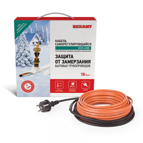 Кабель греющий саморегулирующийся 10HTM2-CT, в трубу, 6м/60Вт REXANT, цена за 1 компл