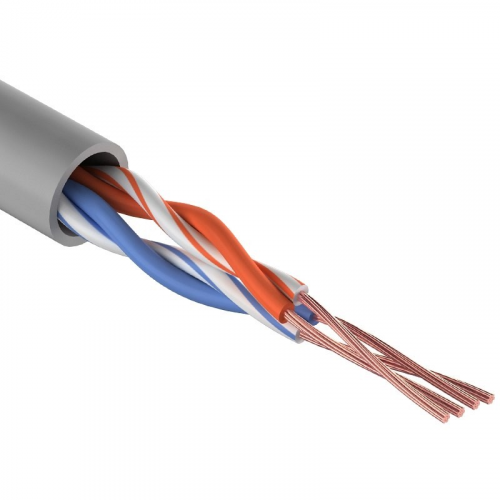 Кабель витая пара U/UTP, CAT 5e, PVC, 2PR, 24AWG, INDOOR, STRANDED, серый, 305м REXANT, цена за 1 бухта