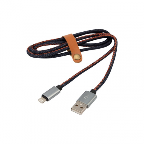 Кабель USB-A – Lightning для Apple, 2,4A, 1м, в нейлоновой оплетке (джинсовая ткань) REXANT, цена за 1 шт