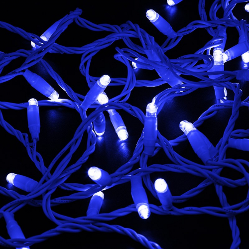 Гирлянда светодиодная Нить 10м 100 LED СИНИЙ белый ПВХ IP65 постоянное свечение 230В соединяется NEON-NIGHT нужен шнур 303-500-1, цена за 1 шт