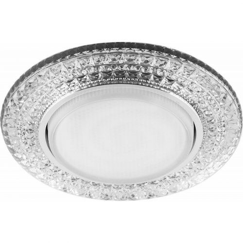 Светильник встраиваемый со светодиодной подсветкой 20LED*2835 SMD 6400K, 15W GX53, без лампы, прозрачный, хром, CD4020 с драйвером в комплекте, цена за 1 шт