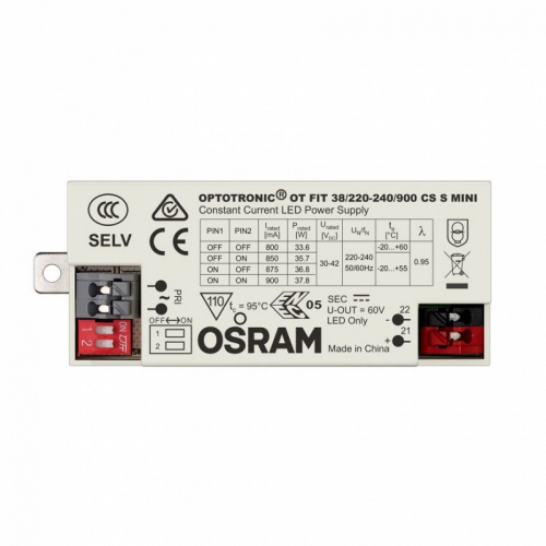 OT FIT 38/220-240/900 CS S MINI 27-37.8W 30-42V DIP-пер 800/850/875/900mA - драйвер OSRAM, цена за 1 шт