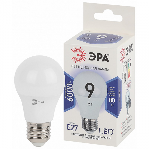 LED A60-9W-860-E27 Лампочка светодиодная ЭРА STD LED A60-9W-860-E27 E27 / Е27 9Вт груша холодный дневной свет, цена за 1 шт