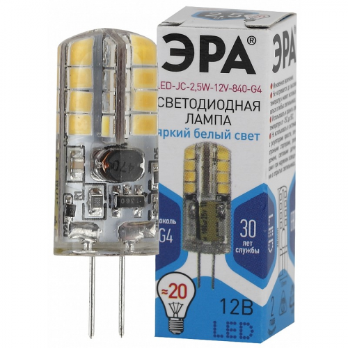 LED JC-2,5W-12V-840-G4 Лампочка светодиодная ЭРА STD LED JC-2,5W-12V-840-G4 G4 2,5Вт капсула нейтральный белый свет, цена за 1 шт