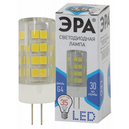 LED JC-3,5W-220V-CER-840-G4 Лампочка светодиодная ЭРА STD LED JC-3,5W-220V-CER-840-G4 G4 3,5Вт керамика капсула нейтральный белый свет, цена за 1 шт
