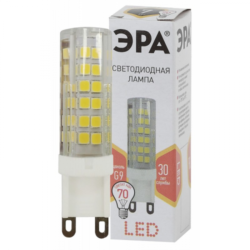 LED JCD-7W-CER-827-G9 Лампочка светодиодная ЭРА STD LED JCD-7W-CER-827-G9 G9 7Вт керамика капсула теплый белый свет, цена за 1 шт