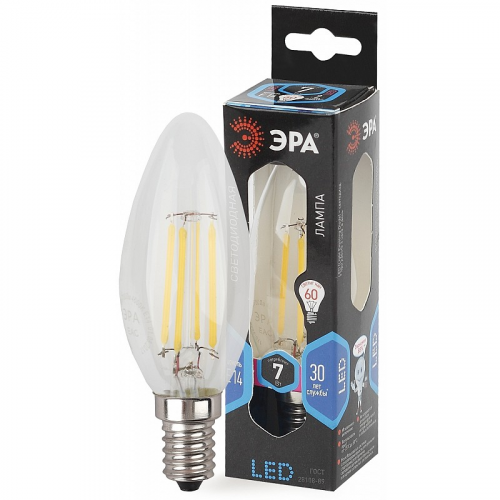 F-LED B35-7W-840-E14 Лампочка светодиодная ЭРА F-LED B35-7W-840-E14 Е14 / Е14 7Вт филамент свеча нейтральный белый свет, цена за 1 шт