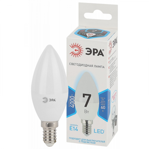 LED B35-7W-840-E14 Лампочка светодиодная ЭРА STD LED B35-7W-840-E14 E14 / Е14 7Вт свеча нейтральный белый свет, цена за 1 шт
