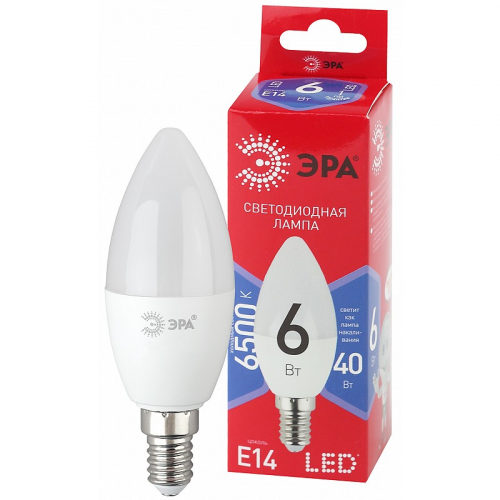 LED B35-6W-865-E14 R Лампочка светодиодная ЭРА RED LINE LED B35-6W-865-E14 R Е14 / E14 6 Вт свеча холодный дневной свет, цена за 1 шт