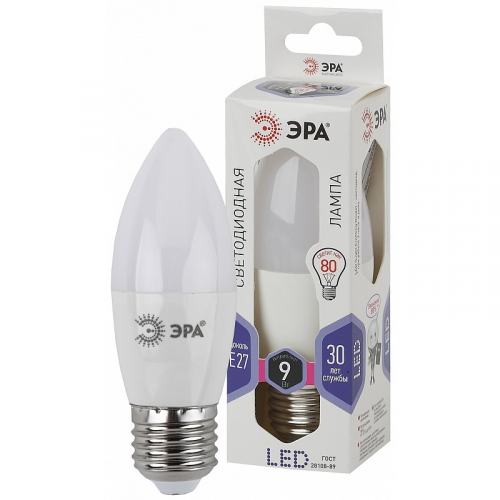 LED B35-9W-860-E27 Лампочка светодиодная ЭРА STD LED B35-9W-860-E27 E27 / Е27 9Вт свеча холодный дневной свeт, цена за 1 шт