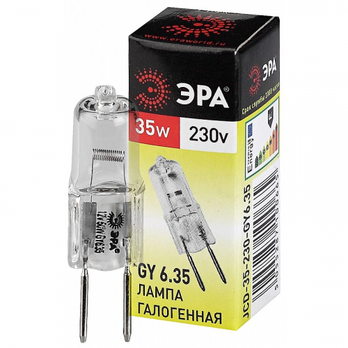 GY6.35-JCD-35W-230V Лампочка галогенная ЭРА GY6.35-JCD-35W-230V GY6.35 35Вт капсула теплый белый свет, цена за 1 шт