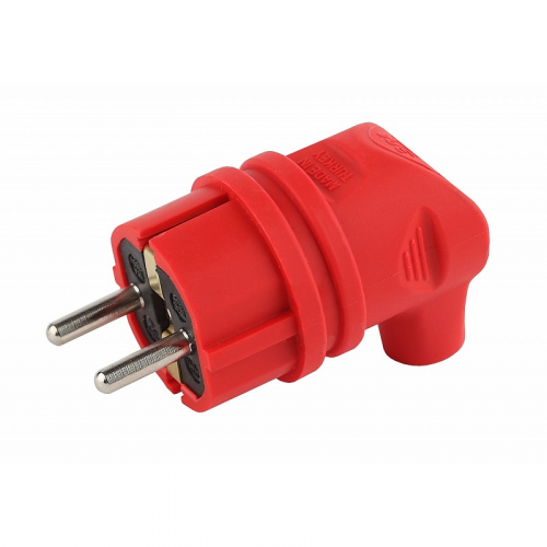 V9-RED-IP44 Вилка ЭРА V9-RED-IP44 каучуковая с заземлением 90 градусов 16A IP44 красная, цена за 1 шт