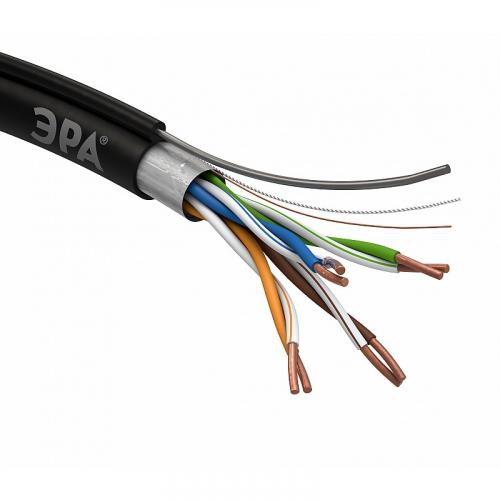 F-4-PE-T Кабель витая пара ЭРА F/UTP Cat5e 4x2x24 AWG CU PE + ТРОС OUTDOOR 305 м, цена за 1 шт