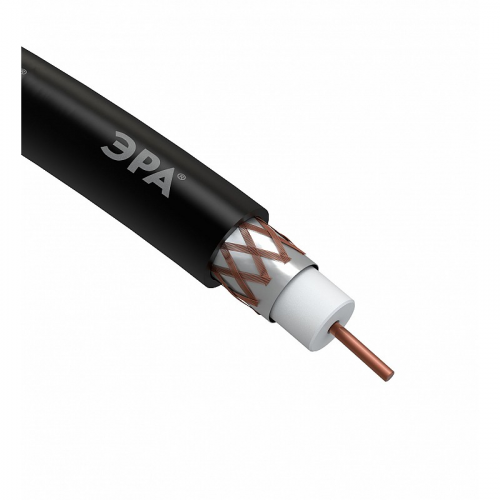 R-64-PE100 ЭРА Кабель коаксиальный RG-6U, 75 Ом, Cu/(оплётка Cu 64%), PE, цвет чёрный, бухта 100 м, цена за 1 шт