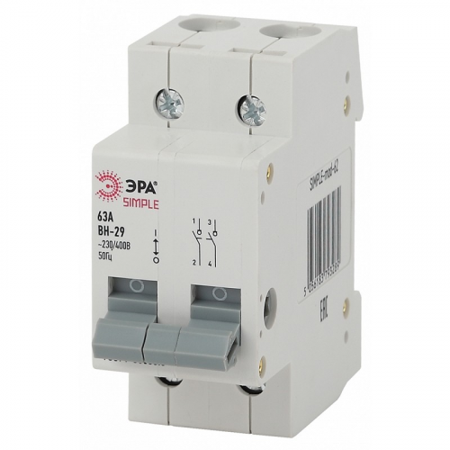 SIMPLE-mod-62 Выключатель нагрузки ЭРА SIMPLE SIMPLE-mod-62 2P 63А ВН-29, цена за 1 шт