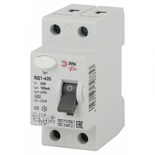 NO-902-152 УЗО ЭРА PRO NO-902-152 ВД1-63S 2P 63А 100мА, цена за 1 шт