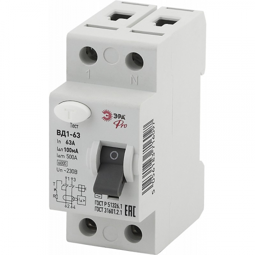 NO-902-31 УЗО ЭРА PRO NO-902-31 ВД1-63 2P 63А 100мА, цена за 1 шт